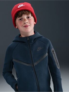 Nike Navy Boys' Tech Fleece Full-Zip Sweatshirt size medium 10-12Y (like new)